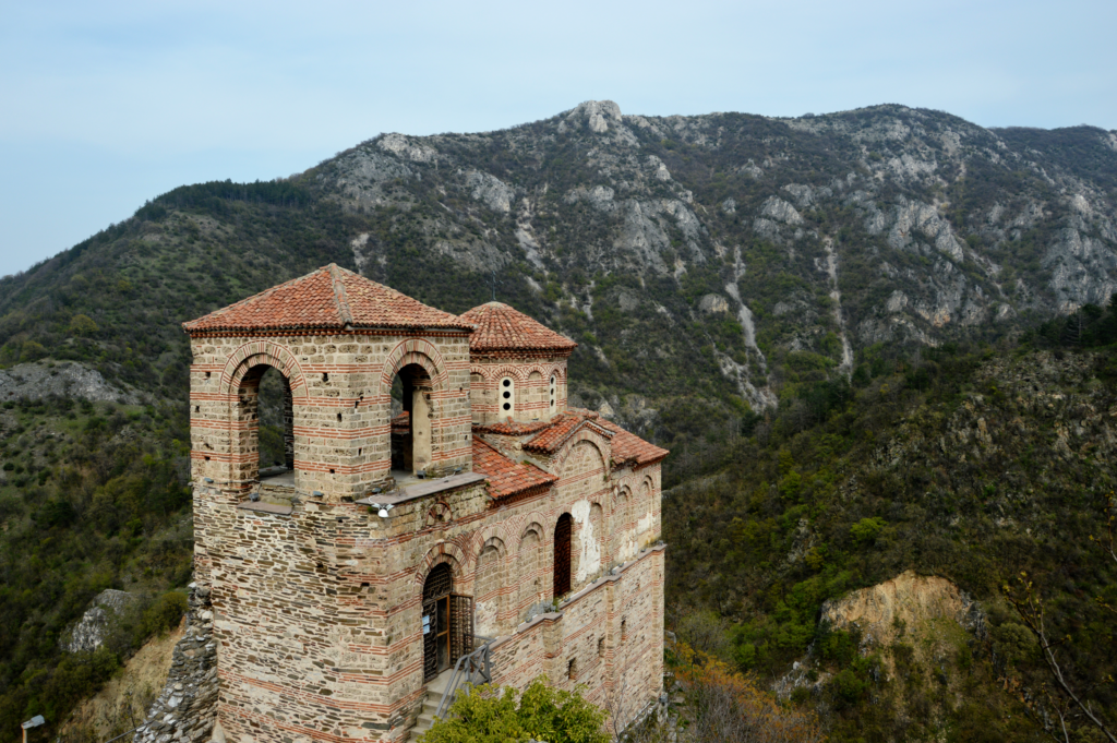 Overhead photography of Asen's Fortress in Bulgaria.